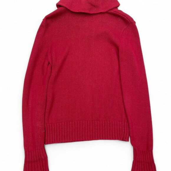 Polo Ralph Lauren Cowl Neck Shawl Collar Winter Ski Red Cotton Sweater Men's S - Picture 3 of 10